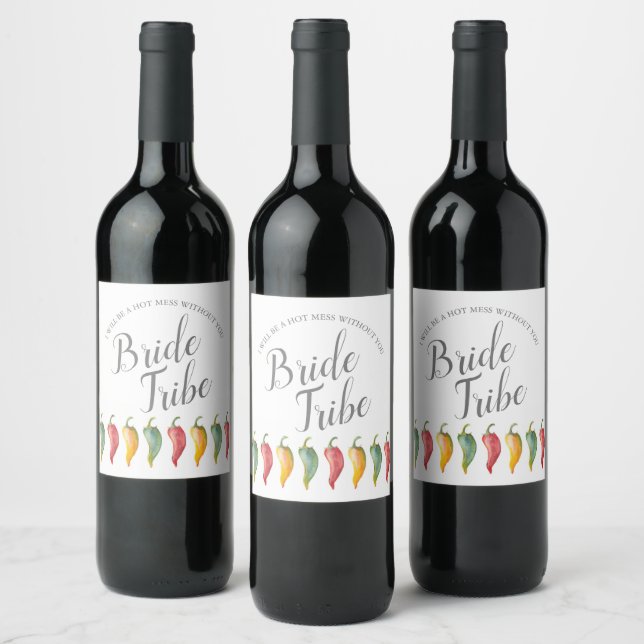 Watercolor Hot Pepper Bridesmaid Proposal Label (Bottles)