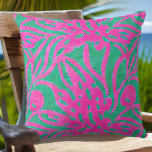 Watercolor Hot Pink Aqua Oversize Damask Inspired  Throw Pillow<br><div class="desc">Watercolor Hot Pink Aqua Oversize Damask Inspired beachy pattern perfect for tropical beach house on the shore or turning your own home into an island getaway.</div>