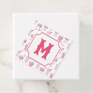 Watercolor Hot Pink Mahjong Cocktails Favour Tags