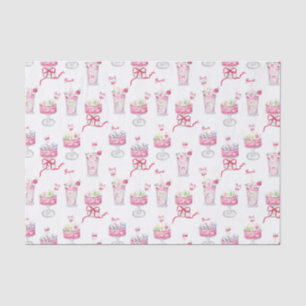 Watercolor Hot Pink Mahjong Cocktails Tissue Paper