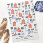 Watercolor House Art Real Estate Letting Agent Kitchen Towel<br><div class="desc">Featuring an original watercolor painting of houses along with your real estate business details,  this design makes a lovely unique housewarming gift for your customers and clients. Change the text to customize.  Original art by Nic Squirrell.</div>