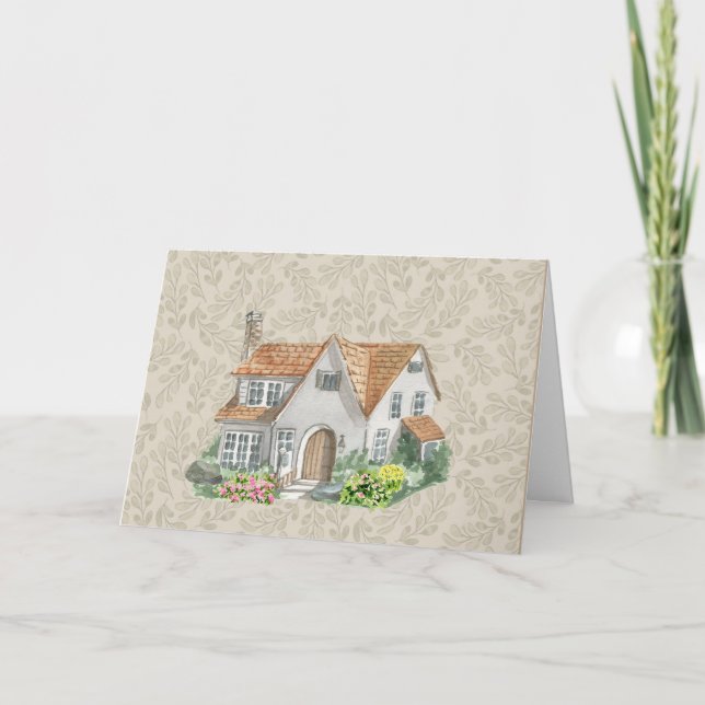 Watercolor House Business Carte de remerciements (Devant)