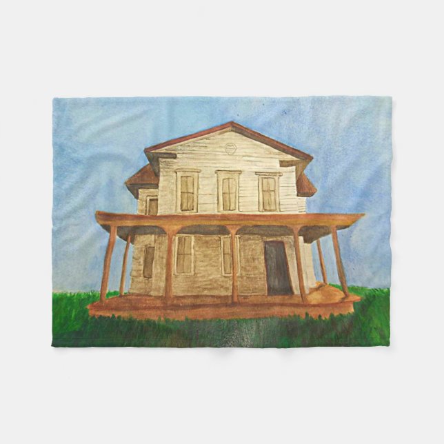 Watercolor House Fleece Blanket (Front (Horizontal))