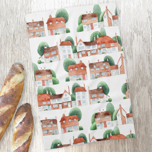 Watercolor House Home Art Kitchen Towel