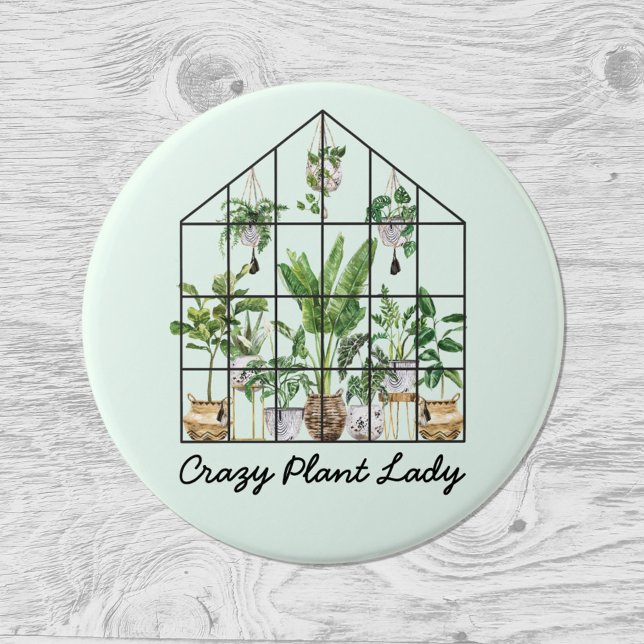 Watercolor House Plant Quote  3 Inch Round Button (Close up on wood)