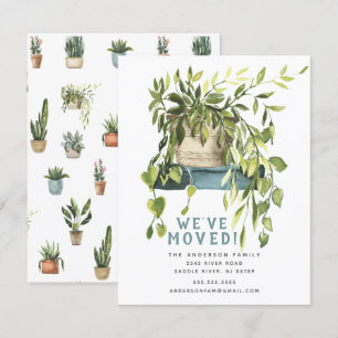 Watercolor House Plants Moving Announcement