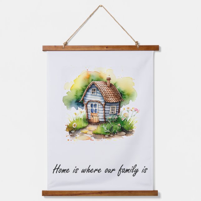 Watercolor House Portrait Hanging Tapestry (Front)