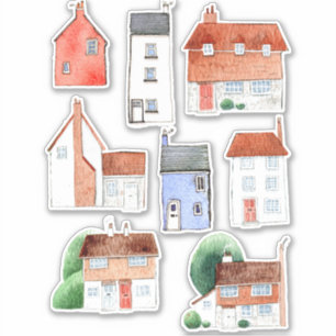 Watercolor Houses and Cottages