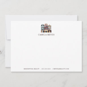 Watercolor Houses Personalized Real Estate Agent Card