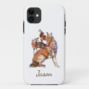 Watercolor Howling Coyotes Animal Nature  Custom iPhone 11 Case