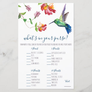 Watercolor Humminbird What's in your Purse? Game