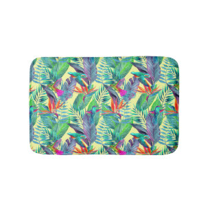 Watercolor Humminbirds In The Jungle Bath Mat