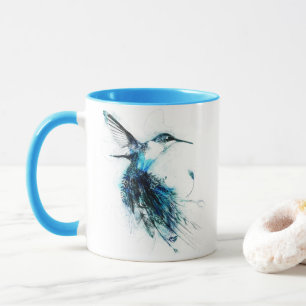 Watercolor Humming Bird Feather Tail Mug