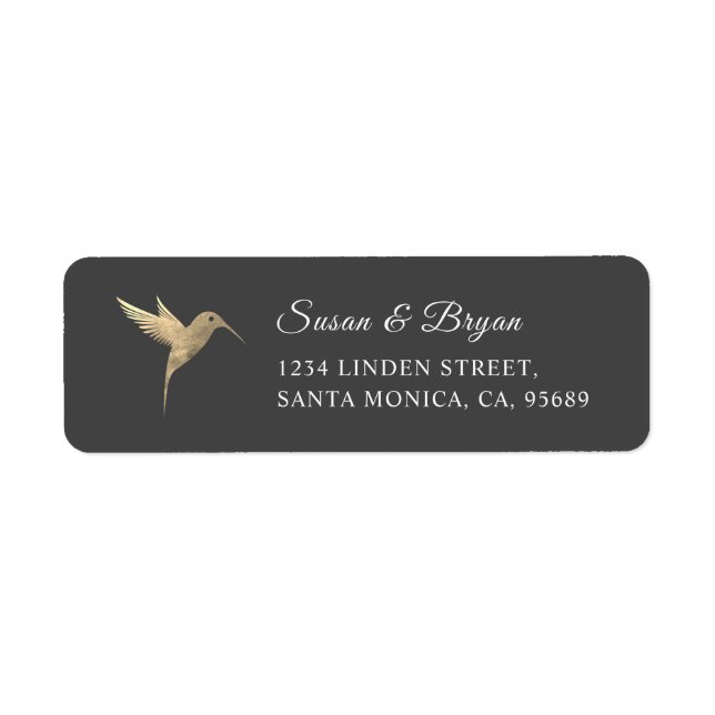 Watercolor Humming Bird Wedding Address Label (Front)