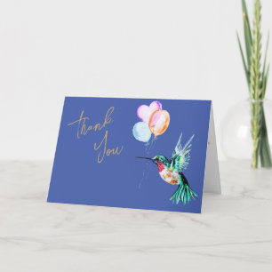 Watercolor Hummingbird and Balloons Thank You Card