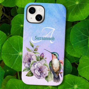  Watercolor Hummingbird and Flowers Personalized  Case-Mate iPhone 14 Case