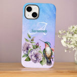 Watercolor Hummingbird and Flowers Personalized  Case-Mate iPhone 14 Case<br><div class="desc">This beautiful watercolor bird and floral art with complementary background offer a sweet design for hummingbird fans. Make it a great personalized birthday, Mother's day or other special occasion gift when you change the template text fields or you can completely remove one or both of the text elements. If you...</div>