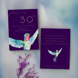 Watercolor Hummingbird ANY Birthday Invitation
