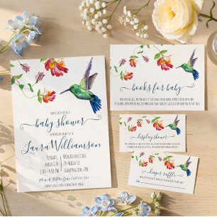 Watercolor Hummingbird Baby Shower Display Shower Enclosure Card