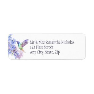 Watercolor Hummingbird & Blue Delphinium Flower