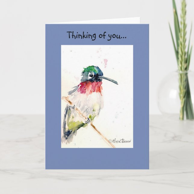 Watercolor Hummingbird Card (Front)