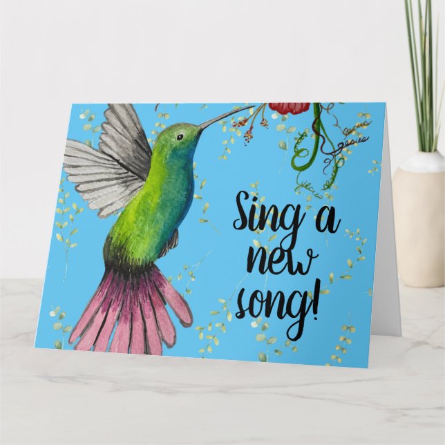 Watercolor Hummingbird Christian Card (Front)