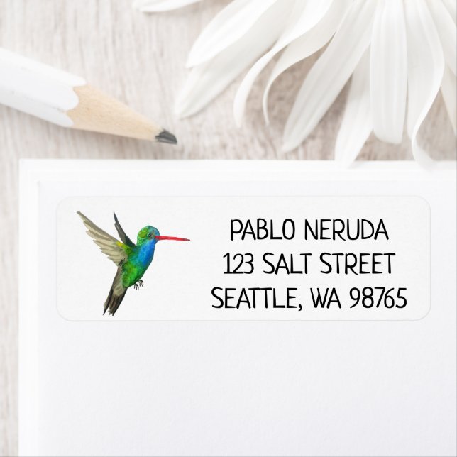 Watercolor Hummingbird CUSTOM Mailing Address  (Insitu)