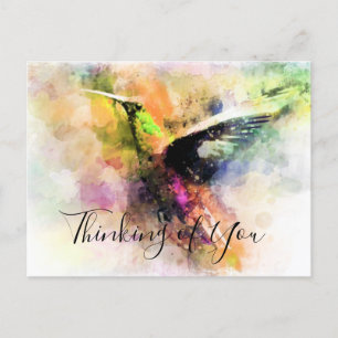 Watercolor hummingbird custom postcard