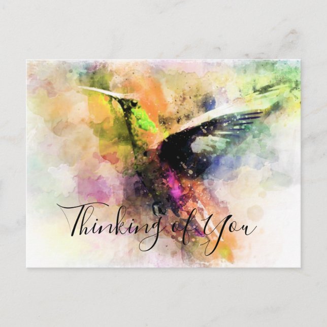 Watercolor hummingbird custom postcard (Front)