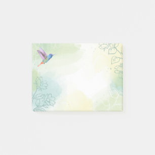 Watercolor Hummingbird Garden Bird Nature Art Post-it Notes