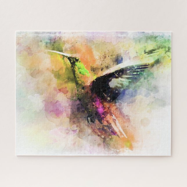 Watercolor hummingbird  jigsaw puzzle (Horizontal)