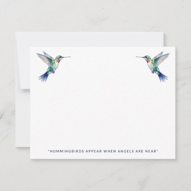 Watercolor Hummingbird Quote Memorial Remembrance Card (Front)