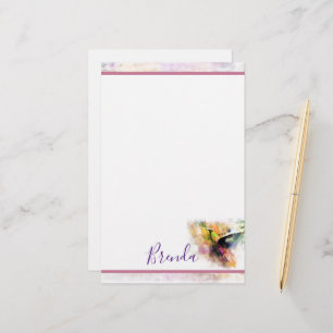 Watercolor hummingbird stationery