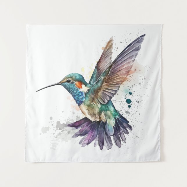 Watercolor Hummingbird Tapestry (Front)