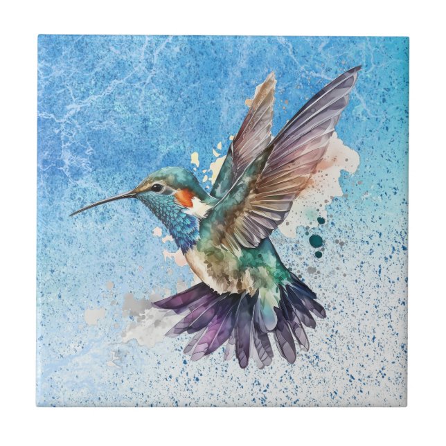 Watercolor Hummingbird Tile (Front)