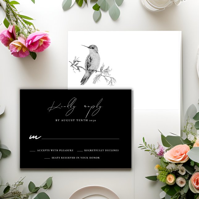 Watercolor Hummingbird Wedding RSVP Response Card (Creator Uploaded)