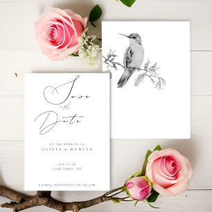 Watercolor Hummingbird Wedding Save the Date Card