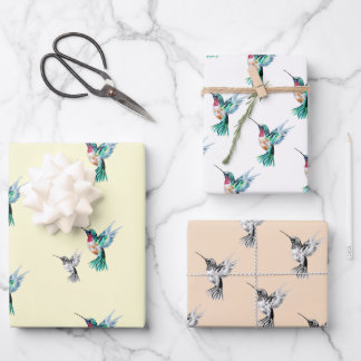 Watercolor Hummingbird Wrapping Paper Sheet