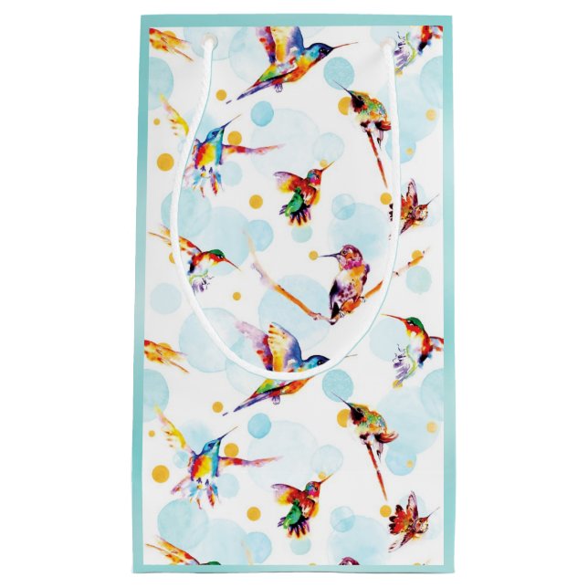 Watercolor Hummingbirds Small Gift Bag (Front)