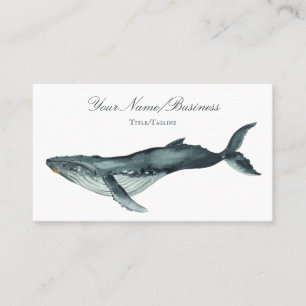 Watercolor Humpback Whale Ocean Beach Business Card