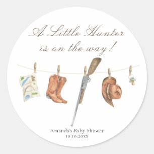 Watercolor Hunter Baby Shower Classic Round Sticker