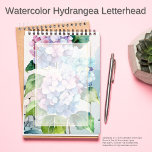 Watercolor Hydrangea<br><div class="desc">This beautiful watercolor hydrangea letterhead brings a splash of vibrant colours to your letters and notes. Featuring a stunning hydrangea bloom with delicate hues of pink, blue, and purple, this design is complemented by rich green leaves, all painted in a soft watercolor style. A subtle gold border frames the page,...</div>