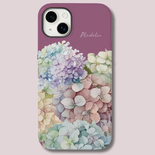 Watercolor Hydrangea Antique Fuchsia Personalized Case-Mate iPhone 14 Plus Case