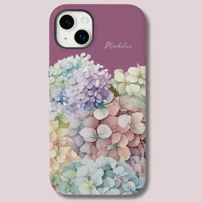Watercolor Hydrangea Antique Fuchsia Personalized Case-Mate iPhone Case (Creator Uploaded)