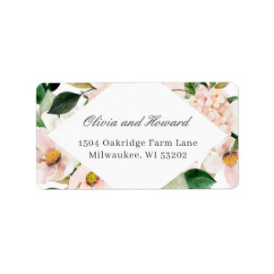 Watercolor Hydrangea Blush Pink Floral Elegant Label