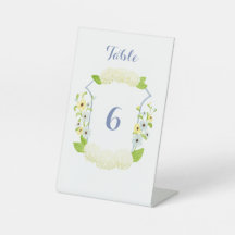 Watercolor Hydrangea Crest Table Numbers