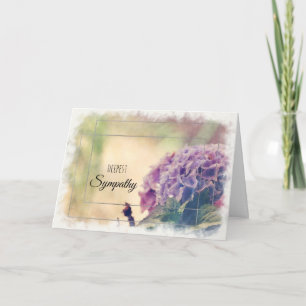 Watercolor Hydrangea Green Silver Deepest Sympathy Card