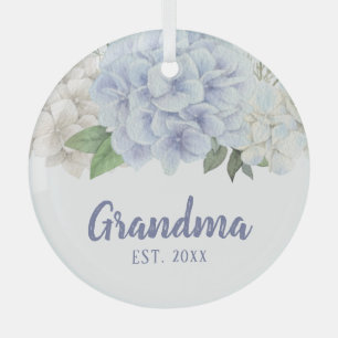 Watercolor Hydrangea New Grandma Glass Ornament
