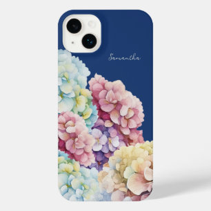Watercolor Hydrangea Personalized Blue iPhone 14 Plus Case