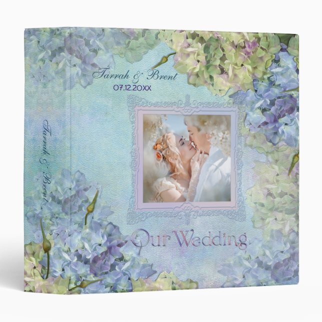 Watercolor Hydrangea Wedding Album - Customize Binder (Front/Spine)